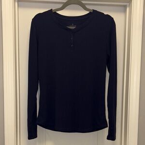 Cuddl Duds Navy Blue Henley M Long Sleeve Top